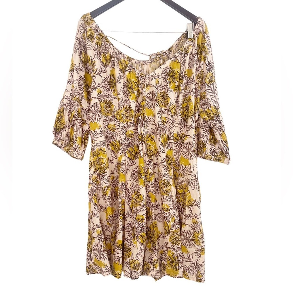 Anthropologie Daily Practice Mollie Floral Print Off Shoulder Tunic Dress Medium - Picture 2 of 6